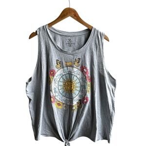 Organic Generation Tee Shirt  Sun Graphic Tie Front Summer Casual‎ 3X NWOT